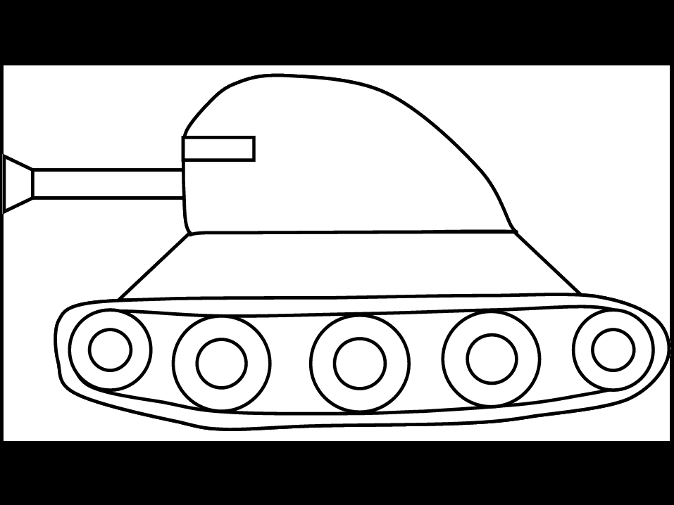 Un tank sur un terrain accidenté prêt à être colorié