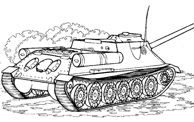 Coloriage d'un tank militaire sur un fond simple