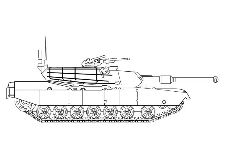 Coloriage d'un tank militaire sur une scène de bataille