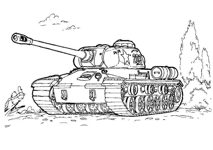 Coloriage d'un tank militaire sur fond de paysage urbain