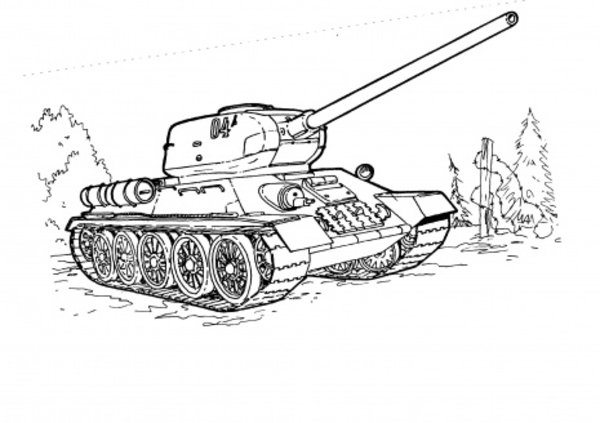 Coloriage d'un tank militaire sur un terrain de bataille