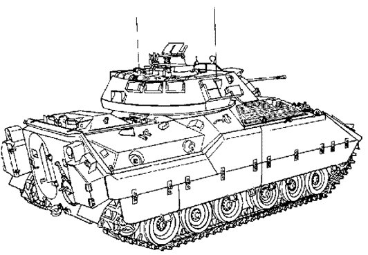 Coloriage d'un tank militaire en action sur un terrain accidenté