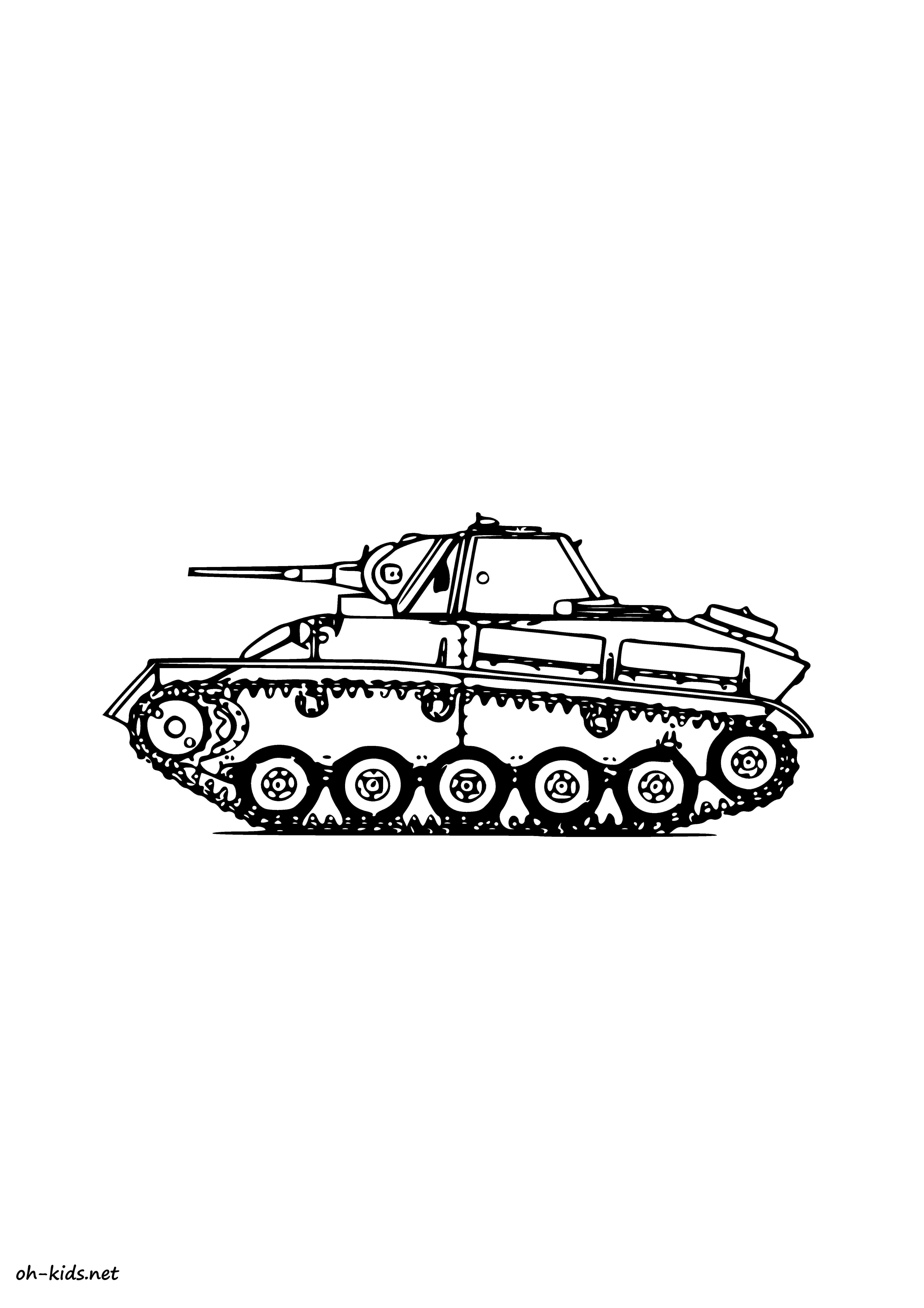 Coloriage d'un tank militaire sur un terrain de bataille