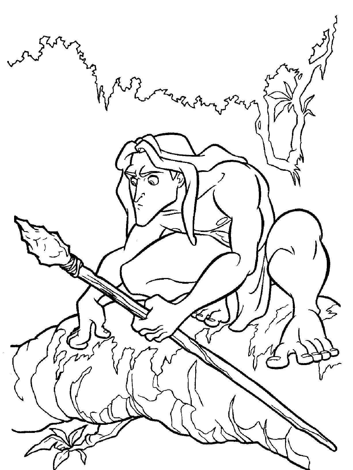 Tarzan en pleine interaction avec un animal dans la jungle