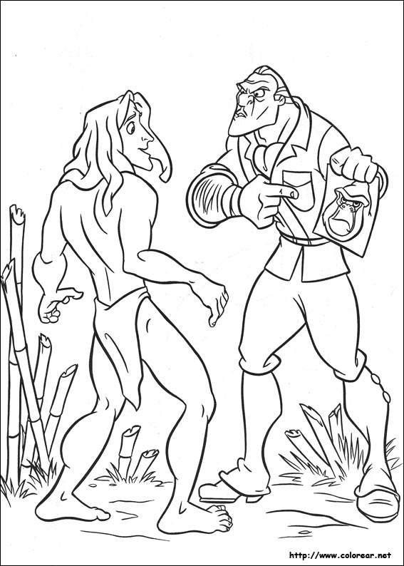 Tarzan se balançant dans la jungle avec des animaux