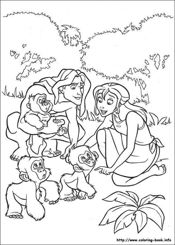 Tarzan et Jane se balançant dans la jungle