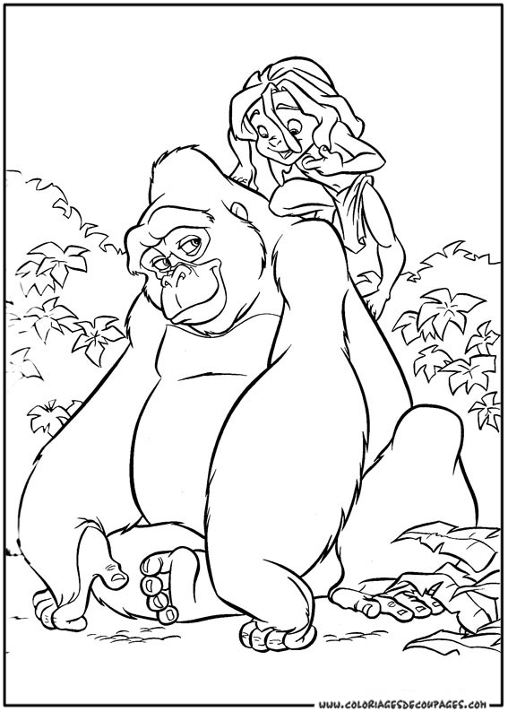 Tarzan et Jane dans la jungle, entourés de la faune sauvage