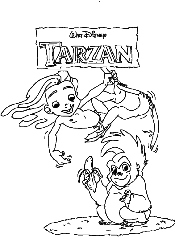Tarzan en pleine interaction avec un singe dans la jungle