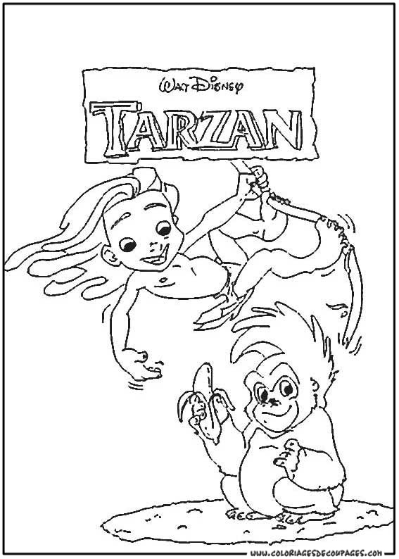 Tarzan balançant dans la jungle avec des animaux