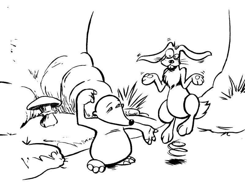 Coloriage d'un taupe sur un fond naturel
