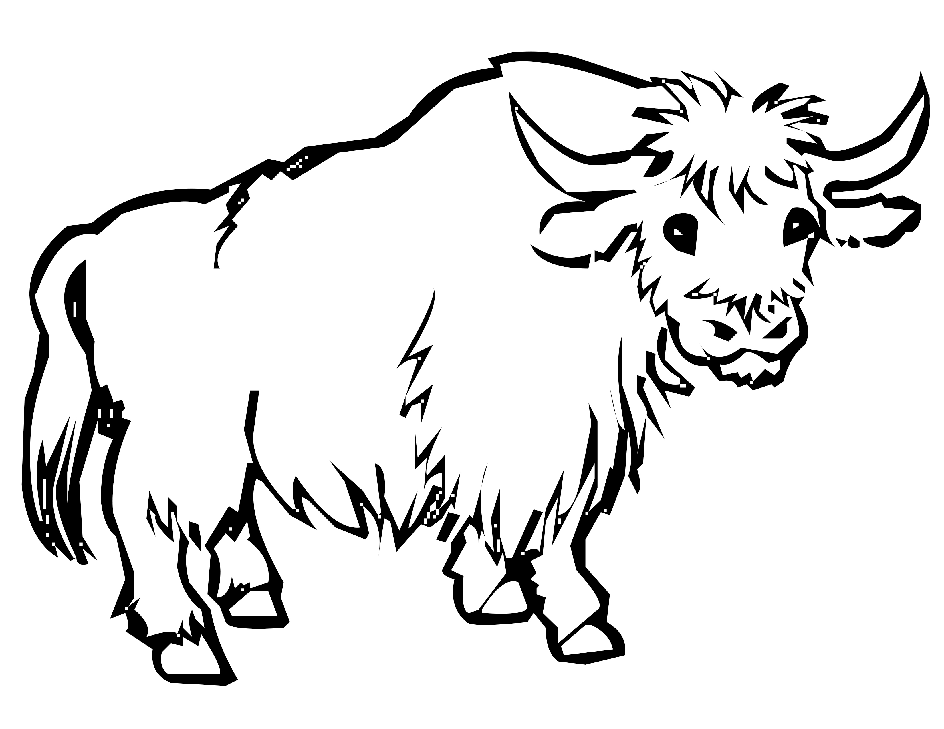 Coloriage d'un taureau majestueux dans un décor champêtre