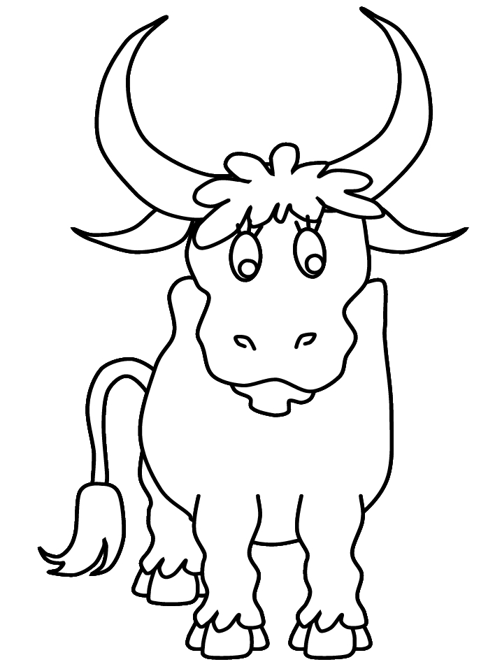 Coloriage d'un taureau majestueux dans un champ verdoyant