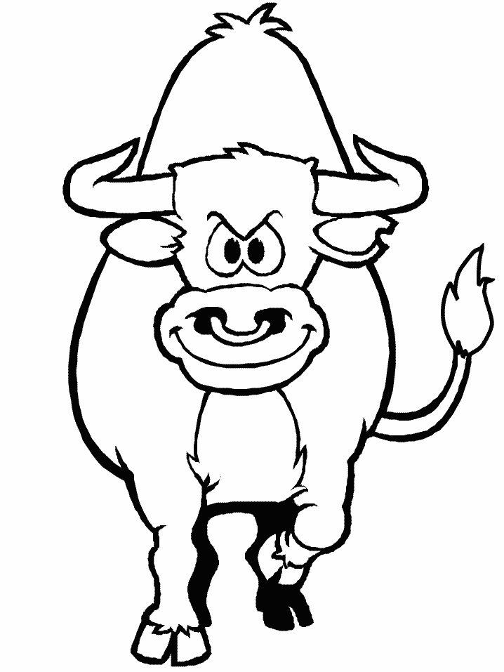 Coloriage d'un taureau majestueux dans un paysage pastoral