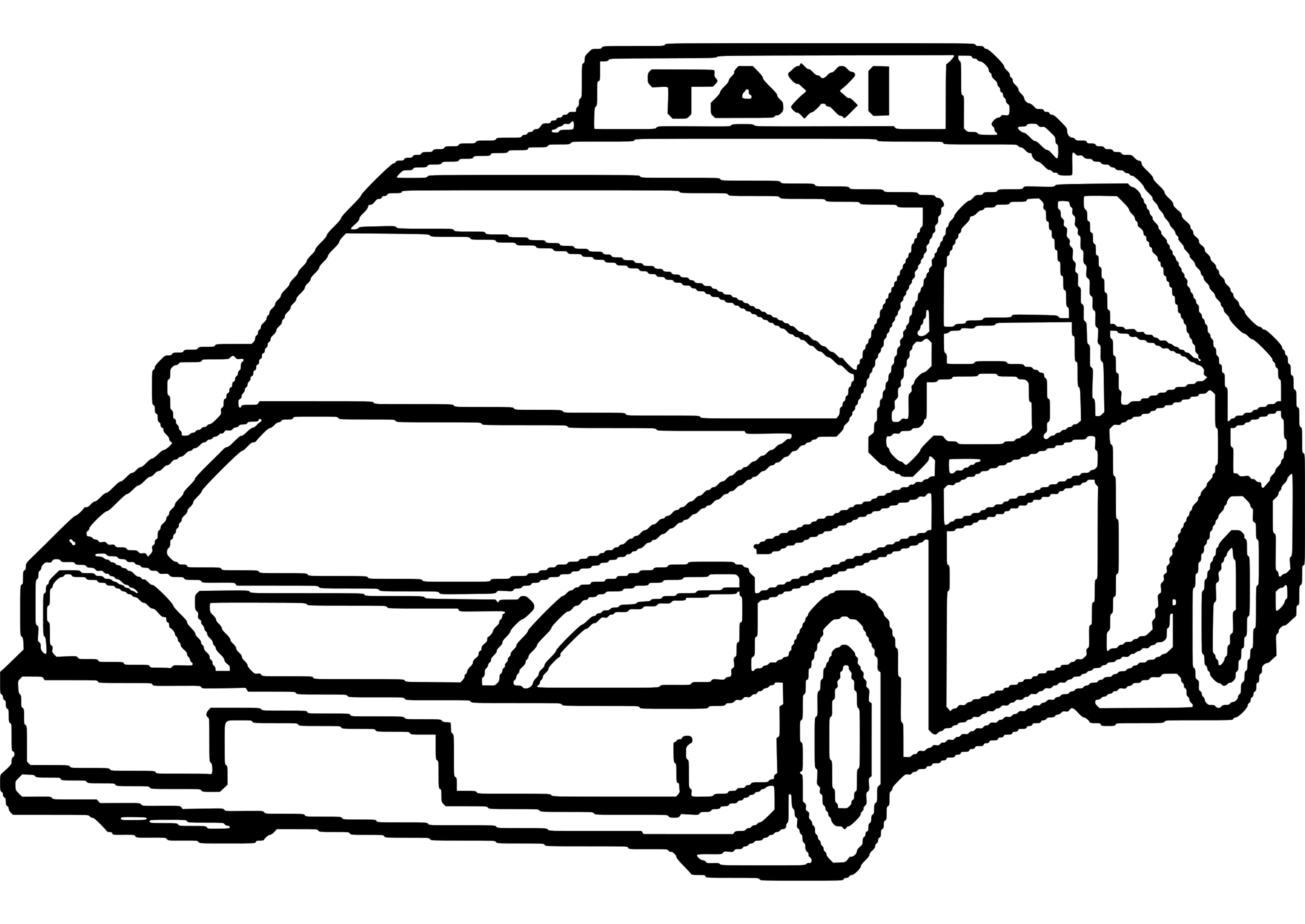 Taxi jaune sur une route avec des bâtiments en arrière-plan