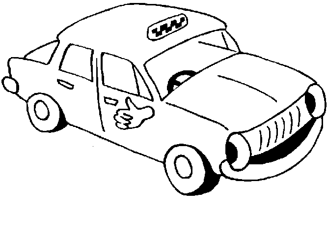 Coloriage d'un taxi jaune avec des détails urbains