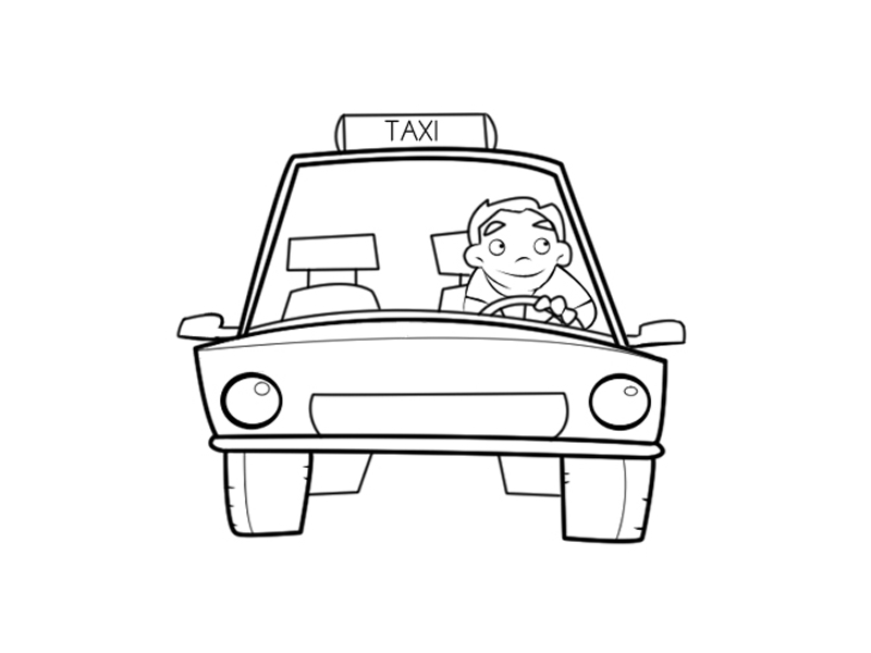 Coloriage d'un taxi dans un environnement urbain
