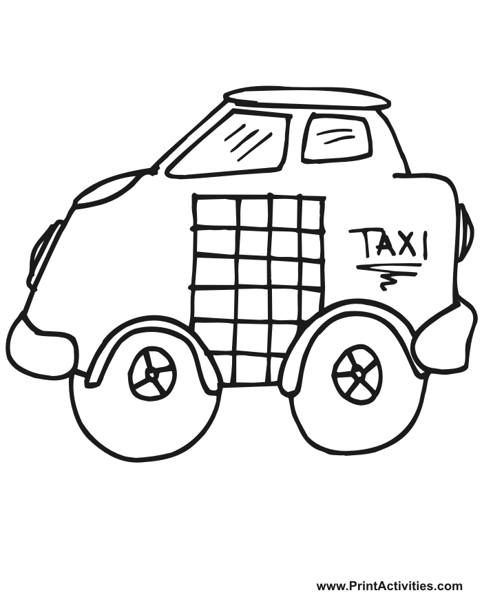 Taxi jaune circulant sur une route en milieu urbain