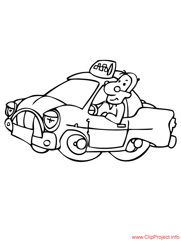 Taxi sur une route animée avec des bâtiments en arrière-plan