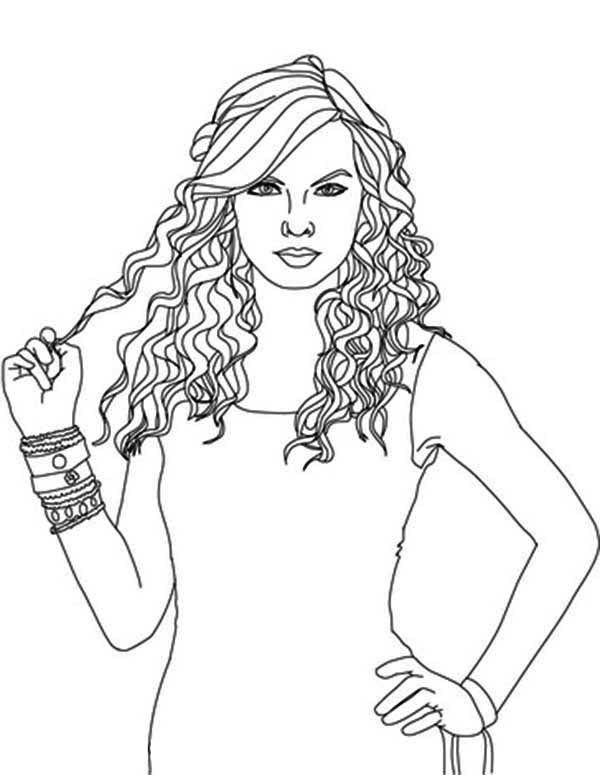 Coloriage de Taylor Swift en pleine performance musicale sur scène Coloriage de Taylor Swift en pleine performance musicale sur scène