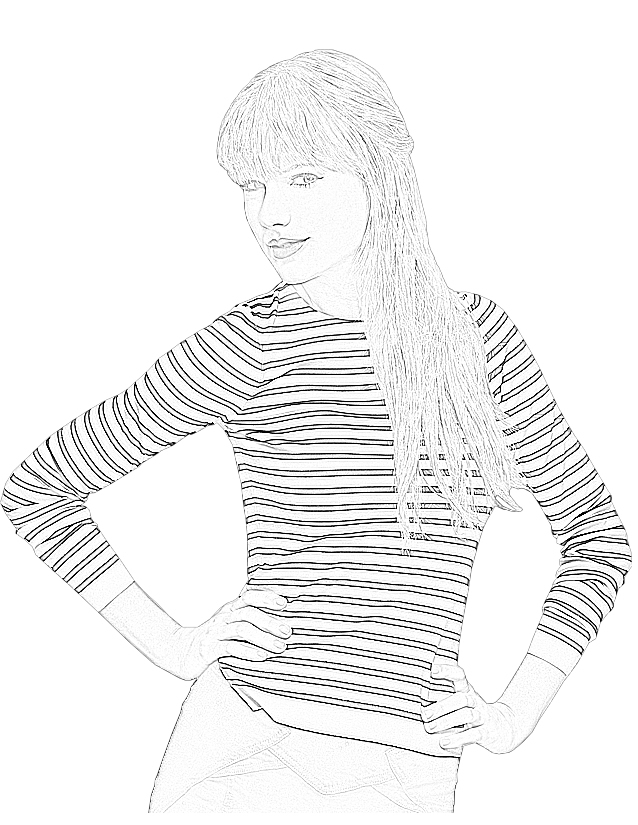 Coloriage de Taylor Swift en pleine performance musicale sur scène Coloriage de Taylor Swift en pleine performance musicale sur scène
