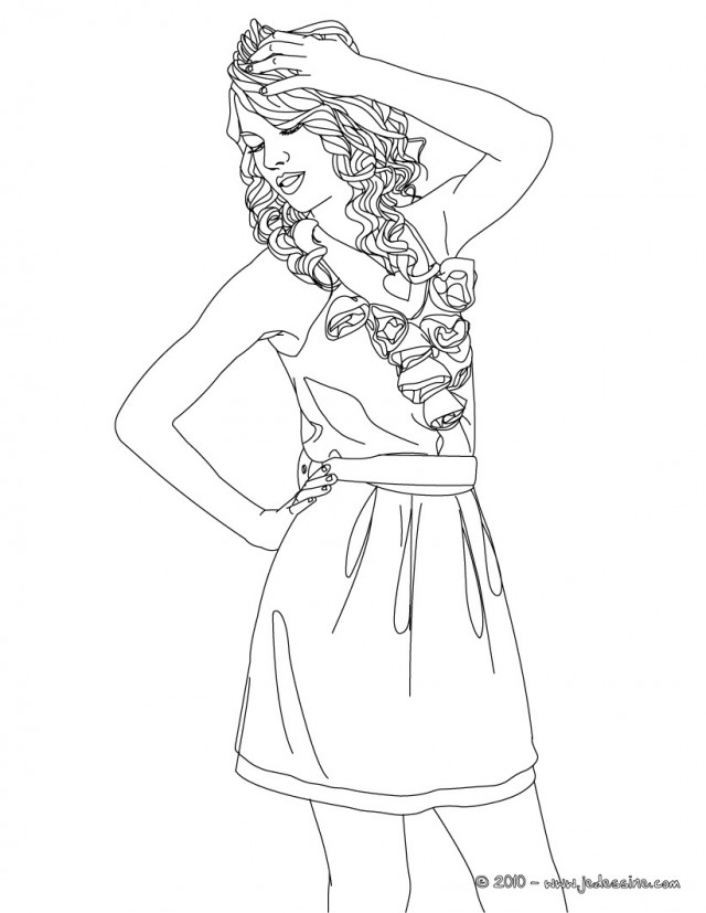 Coloriage de Taylor Swift chantant sur scène Coloriage de Taylor Swift chantant sur scène