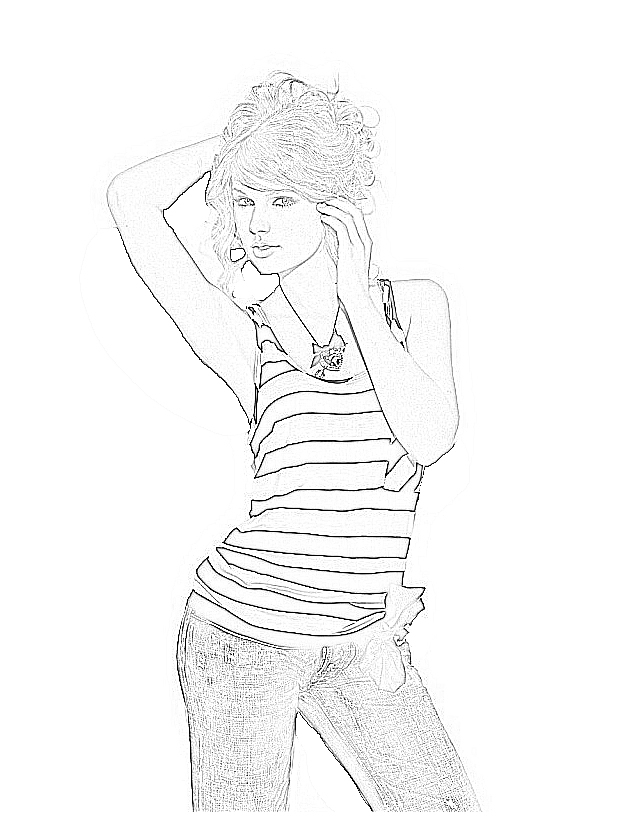 Coloriage de Taylor Swift en pleine performance musicale Coloriage de Taylor Swift en pleine performance musicale