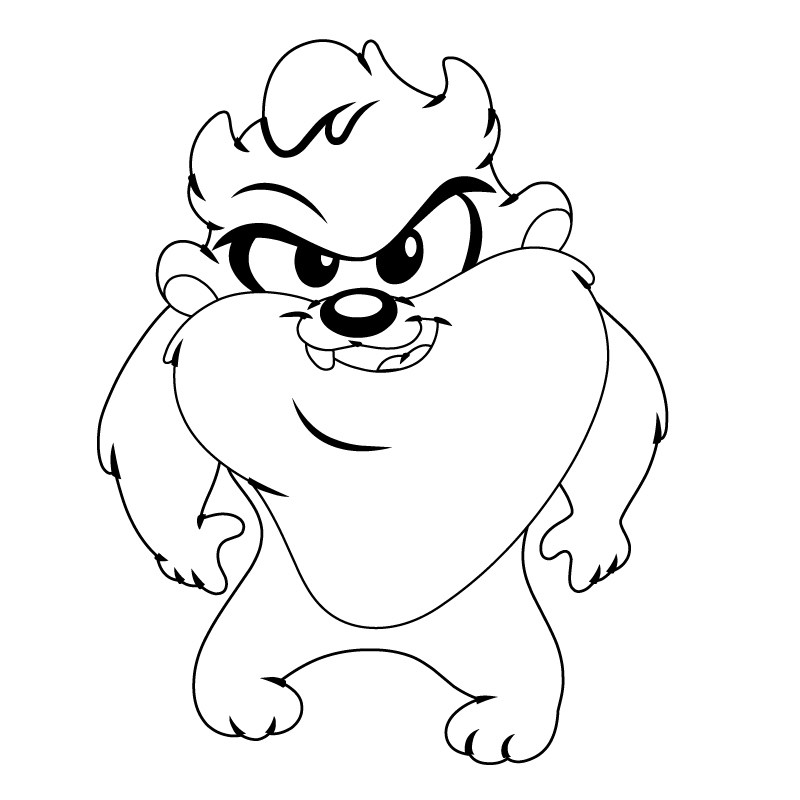 Coloriage de Taz en pleine action dans un décor dynamique