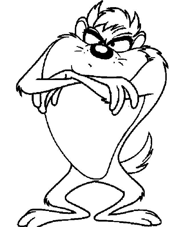 Coloriage de Taz en pleine action avec un décor dynamique