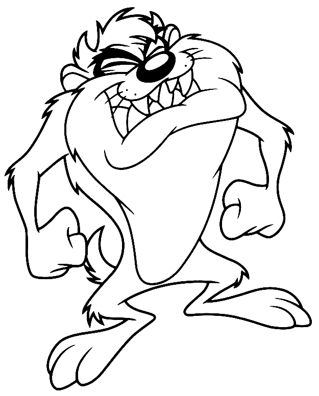 Taz en pleine action avec un grand sourire sur fond simple
