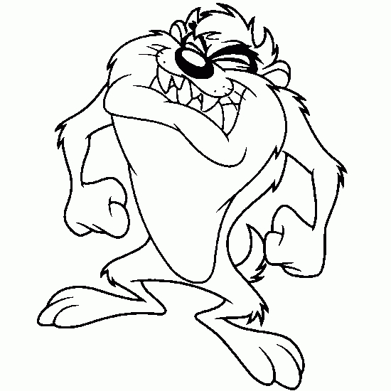 Taz en pleine action avec un sourire malicieux dans un décor décontracté