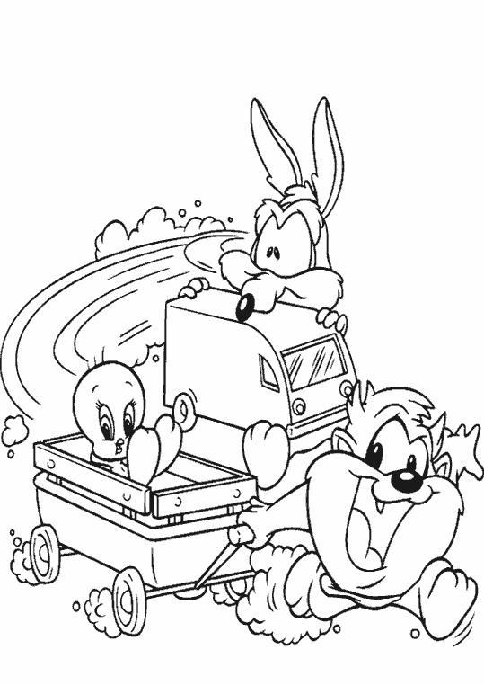 Coloriage de Taz en pleine action dans un décor semi-abstrait