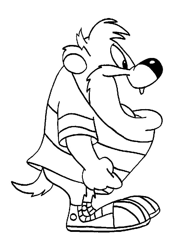 Coloriage de Taz, le Diable de Tasmanie, dans une pose dynamique
