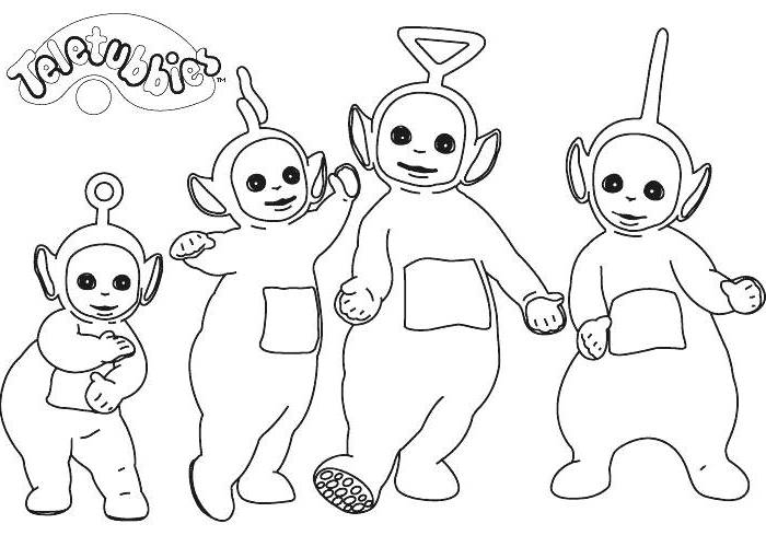 Les Teletubbies jouant dans un paysage verdoyant