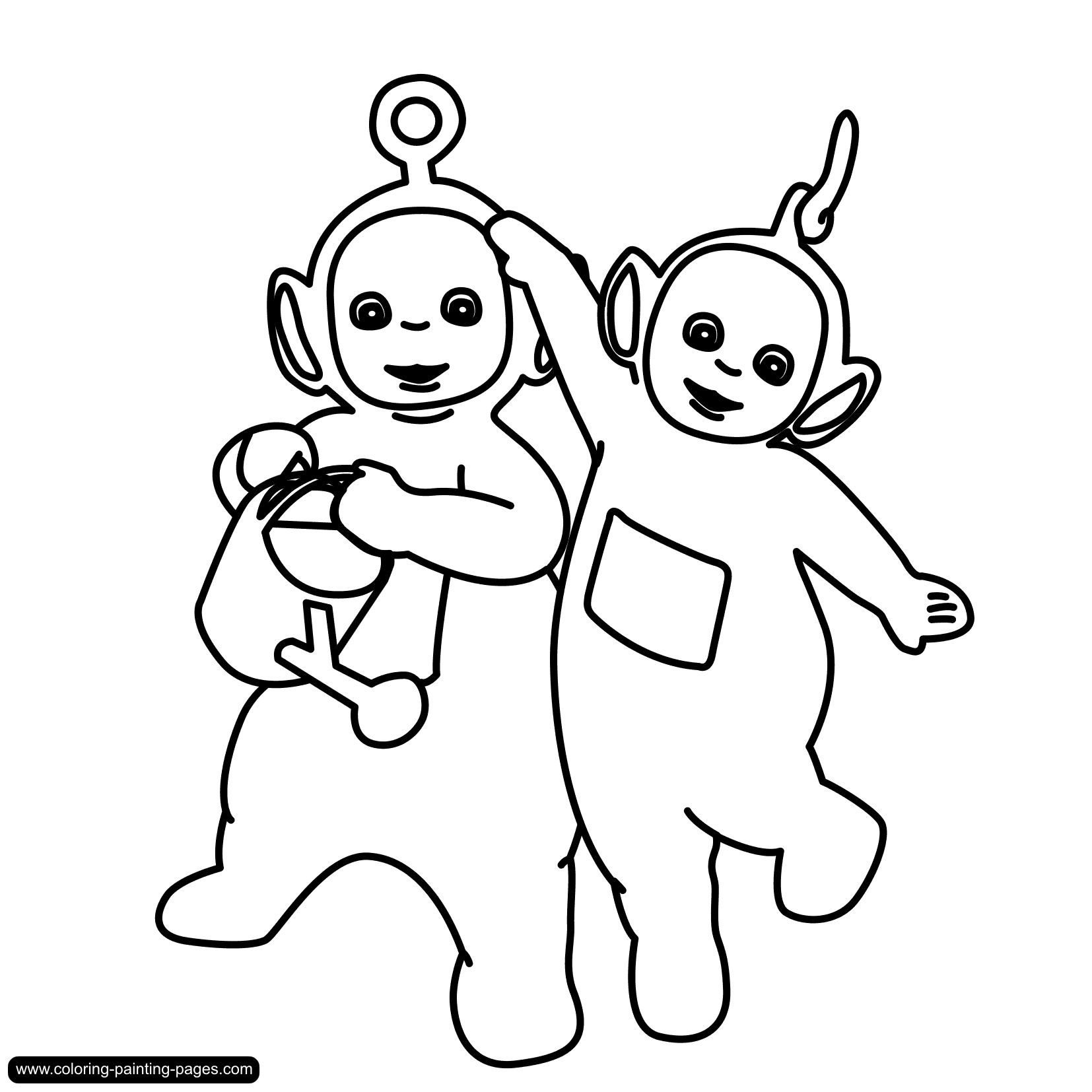 Les Teletubbies jouant dans un paysage ensoleillé
