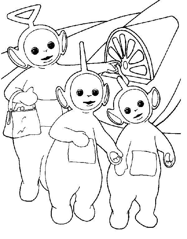 Les Teletubbies jouant dans un paysage verdoyant