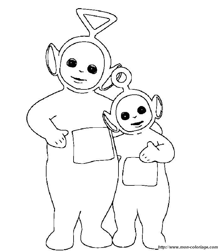 Coloriage des Teletubbies dans un paysage ensoleillé