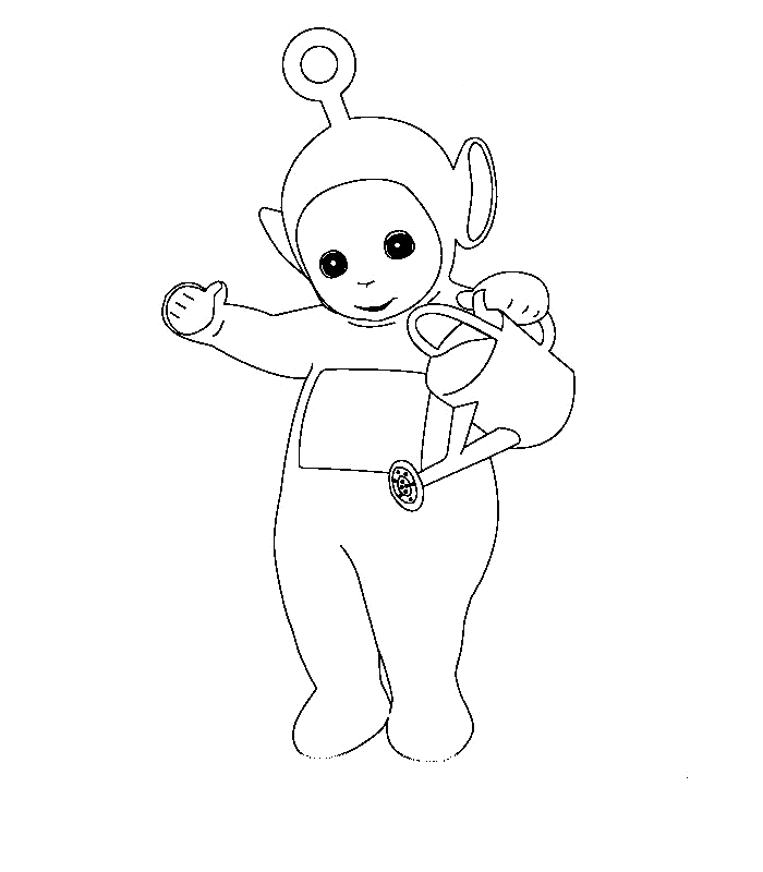 Coloriage des Teletubbies dans un paysage verdoyant