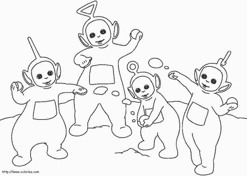 Les Teletubbies jouant dans un champ ensoleillé