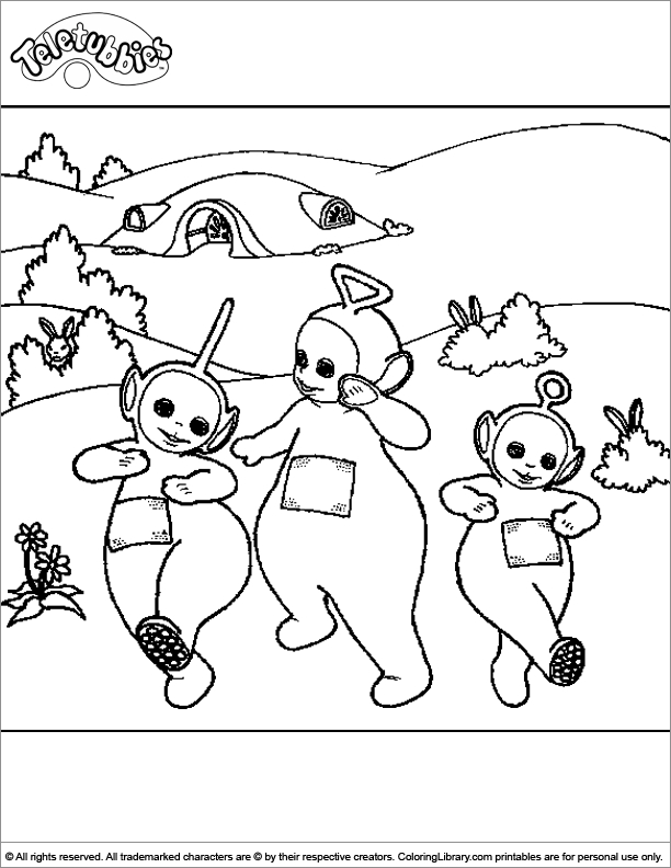 Les Teletubbies s'amusent dans un paysage vibrant