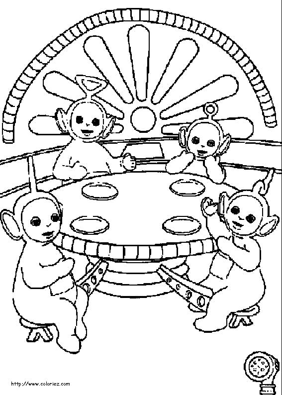 Les Teletubbies jouant dans un paysage verdoyant