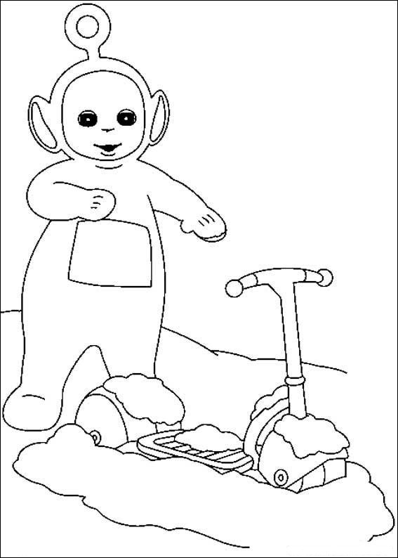 Les Teletubbies jouant dans un paysage ensoleillé