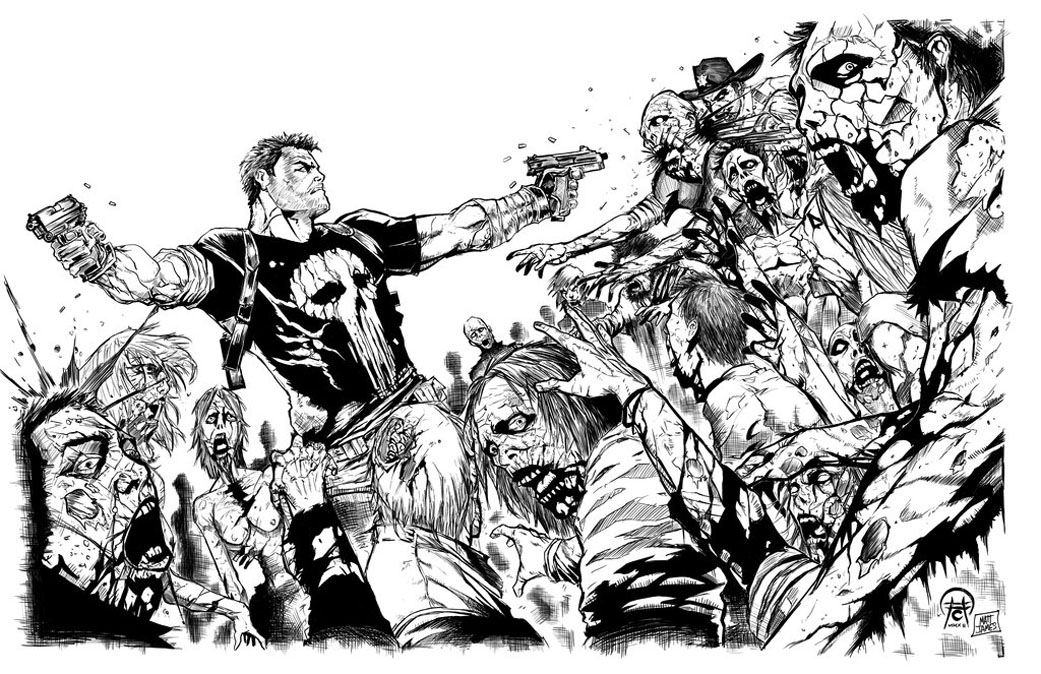 Coloriage de Rick Grimes dans un paysage post-apocalyptique de The Walking Dead Coloriage de Rick Grimes dans un paysage post-apocalyptique de The Walking Dead