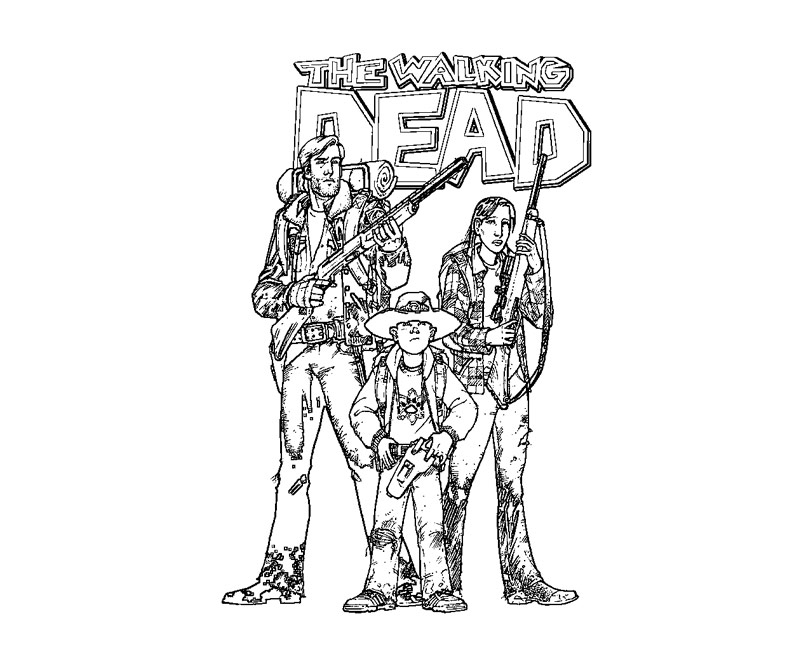 Scène de combat intense dans The Walking Dead avec personnages emblématiques
