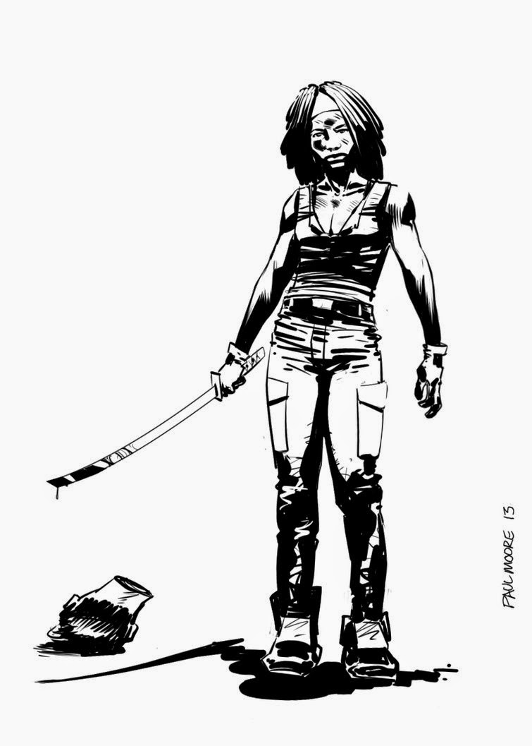 Scène emblématique de The Walking Dead avec des personnages principaux