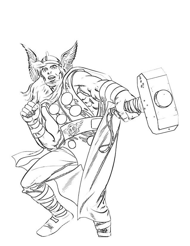 Thor brandissant son marteau devant un ciel orageux