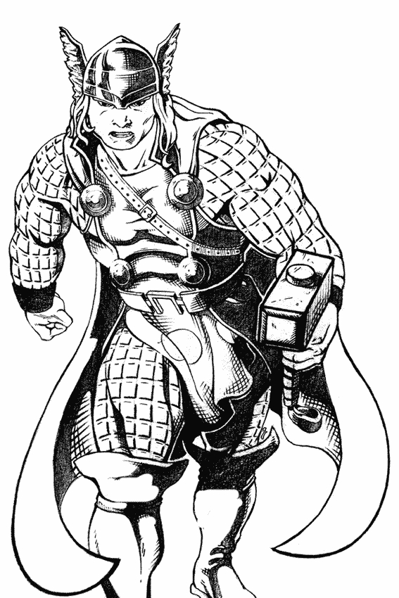Thor brandissant son marteau dans une scène de combat épique