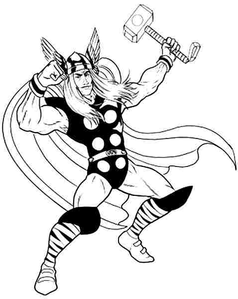 Thor brandissant son marteau dans un paysage fantastique
