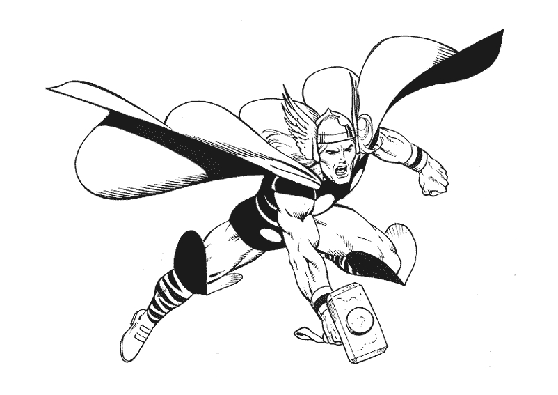 Thor brandissant son marteau dans un paysage dynamique