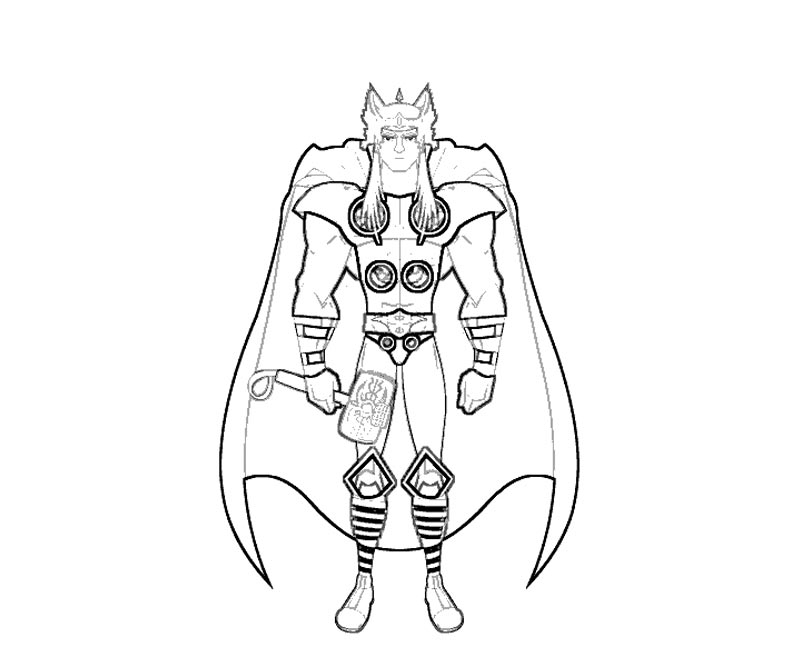 Thor brandissant son marteau dans une posture héroïque