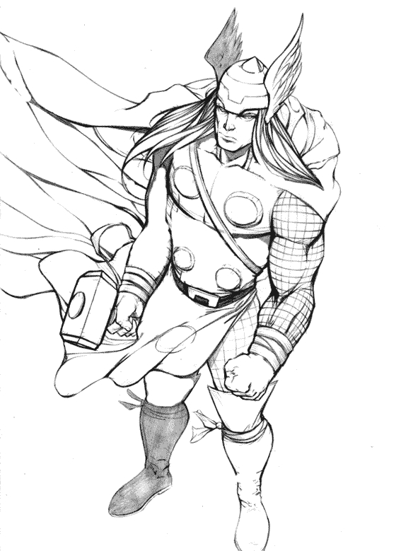 Thor brandissant son marteau au cœur d'un paysage montagneux